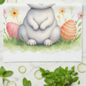 Modern Cute Easter Bunny And Eggs Collection Geschirrtuch (Gefaltet)