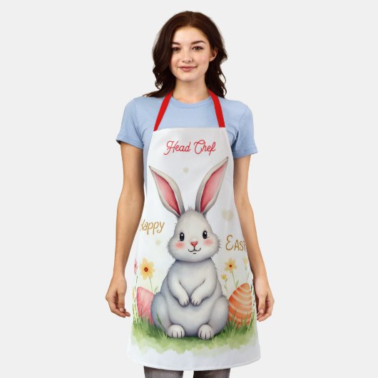 Modern Cute Easter Bunny And Eggs Collection Schürze (Getragen)