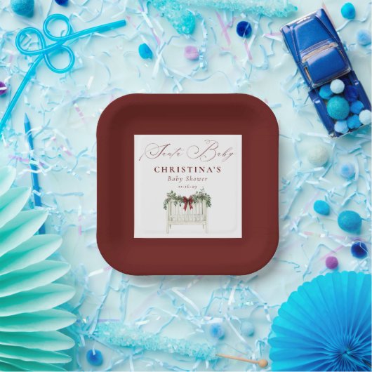 Modern Cute Elegant Santa Baby Baby Shower Pappteller (Party)