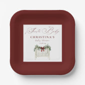 Modern Cute Elegant Santa Baby Baby Shower Pappteller (Vorderseite)