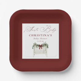 Modern Cute Elegant Santa Baby Baby Shower  Pappteller