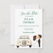 Modern Cute Emerald Green  Save The Date (Vorderseite)