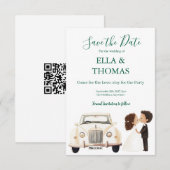 Modern Cute Emerald Green  Save The Date (Vorne/Hinten)