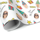 Modern Cute Funny Birthday Photo  Geschenkpapier (Rolleneckpunkt)