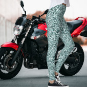 Modern Cute Girly Dark Azure Cyan Gray Glitter Leggings