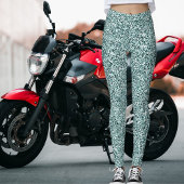 Modern Cute Girly Dark Azure Cyan Gray Glitter Leggings