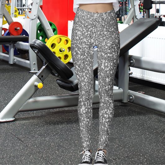 Modern Cute Grey Glitter Sparkle Pattern Fun Gift Leggings