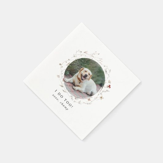 Modern Cute I Do Too Pet Photo Wedding Serviette (Ecke)