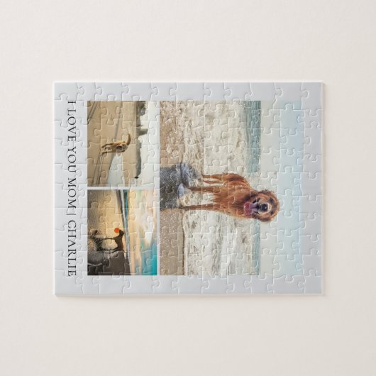 Modern Cute I Love You Mom Dogs Pet Photo Collage Puzzle (Horizontal)