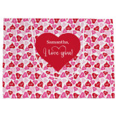Modern Cute I Love You Text Custom Name Valentine Große Geschenktüte (Rückseite)