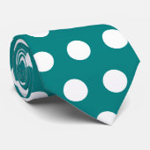 Modern, cute large teal blue and white polka dots krawatte (Gerollt)