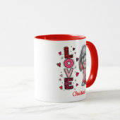 Modern Cute Love Bunny Valentines Day Name Tasse (VorderseiteRechts)