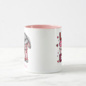 Modern Cute Love Bunny Valentines Day Name  Tasse (Zentrum)
