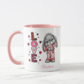 Modern Cute Love Bunny Valentines Day Name  Tasse (Links)