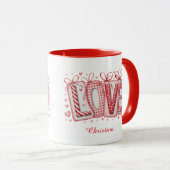 Modern Cute Love Typography Custom Name  Tasse (VorderseiteRechts)
