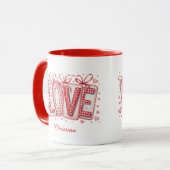 Modern Cute Love Typography Custom Name  Tasse (Vorderseite Links)