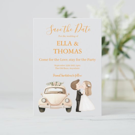 Modern Cute Marigold Text  Save The Date (Stehend Vorderseite)