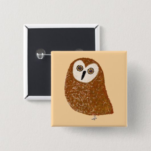 Modern cute northern saw-whet owl button (Vorne & Hinten)