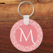 Modern Cute Pink Dotty Monogram Schlüsselanhänger (Vorderseite)