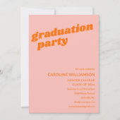 Modern Cute Pink Orange Retro Graduation Party Einladung (Vorderseite)