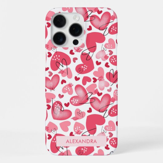 Modern Cute Red & Pink Hearts Valentines   iPhone Hülle (Rückseite)