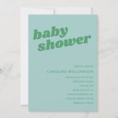 Modern Cute Soft Blue Green Retro Baby Shower Einladung (Vorderseite)