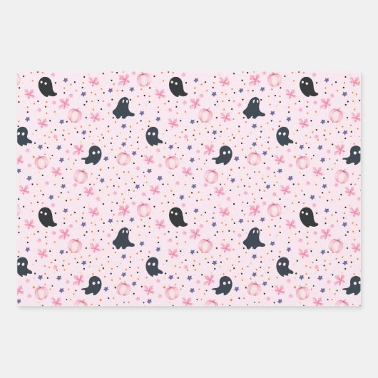 Modern Cute Spooky Ghost Halloween Geschenkpapier Set (Vorderseite)