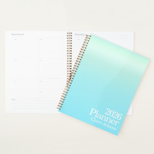 Modern Cyan Blue Ombre Planner Planer (Anzeige)