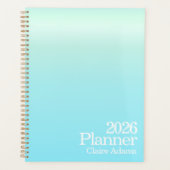 Modern Cyan Blue Ombre Planner Planer (Vorderseite)