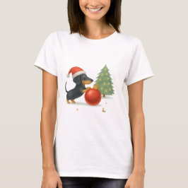 Modern Dachshund Christmas Puppy  - Playful Design T-Shirt