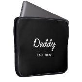 Modern Dad Kids Names Father’s Day Script Black Laptopschutzhülle (Vorne Rechts)