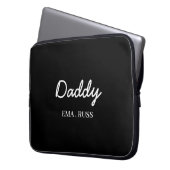 Modern Dad Kids Names Father’s Day Script Black Laptopschutzhülle (Vorderseite Links)