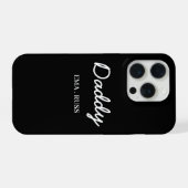 Modern Dad Kids Names Father's Day Script Black iPhone Hülle (Rückseite (Horizontal))