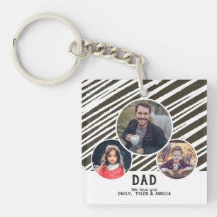 Modern Dad liebt dich Streifen 3 Fotos Vater-Tag Schlüsselanhänger