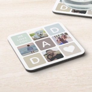 Modern Dad Photo Collage Father's Day Cute Family Getränkeuntersetzer