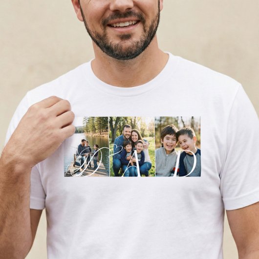 Modern Dad Photo Collage Fathers Day keepsake Gift Tri-Blend Shirt