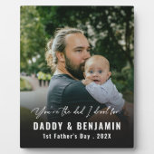 Modern Daddy and Baby 1st Fathers Day Photo Fotoplatte (Vorderseite)