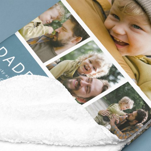 Modern Daddy Photo Strip Collage Blue Fleecedecke