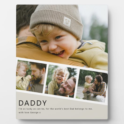 Modern Daddy Photo Strip Collage Fotoplatte (Vorderseite)