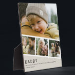 Modern Daddy Photo Strip Collage Fotoplatte<br><div class="desc">Surprise Dad with a modern photo collage plaque that showcases your favorite memories in a sleek strip layered over a larger photograph. Personalize with custom text for a one-of-a-kind Father's Day or birthday gift he will cherish. Shop now to give Dad a keepsake smile this year.</div>