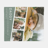 Modern Daddy Photo Strip Collage Green Fleecedecke (Vorderseite (Horizontal))