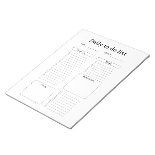 Modern Daily To-Do List Notepad Notizblock (angewinkelt)