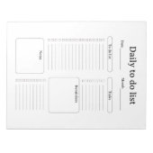 Modern Daily To-Do List Notepad Notizblock (Vorderseite)