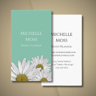 Modern Daisies Botanisches Aquamarines Elegantes F Visitenkarte