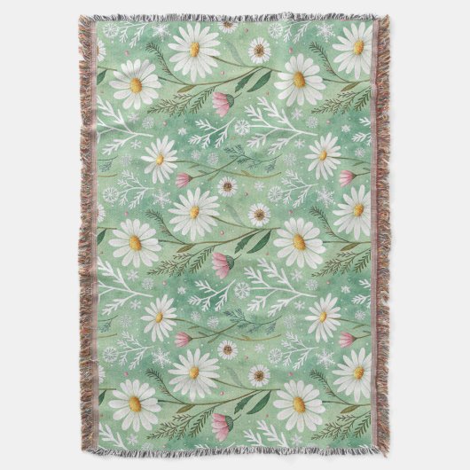 Modern Daisy Flowers Winter Decke (Vorderseite Vertikal)