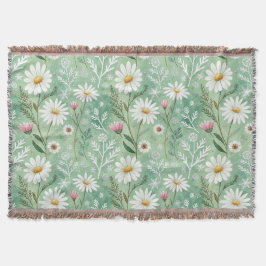 Modern Daisy Flowers Winter Decke