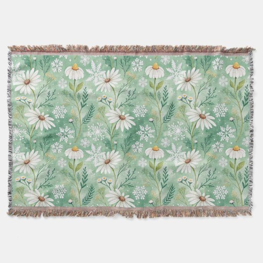 Modern Daisy Flowers Winter Decke (Vorderseite)