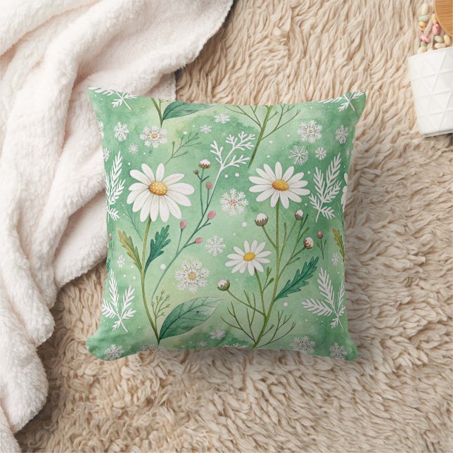 Modern  Daisy Flowers Winter pattern Kissen (Decke)