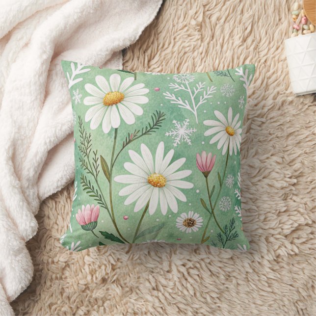 Modern  Daisy Flowers Winter pattern Kissen (Decke)