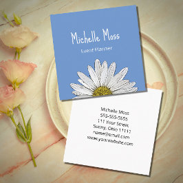Modern Daisy Simple Botanical Simple Blue Quadratische Visitenkarte